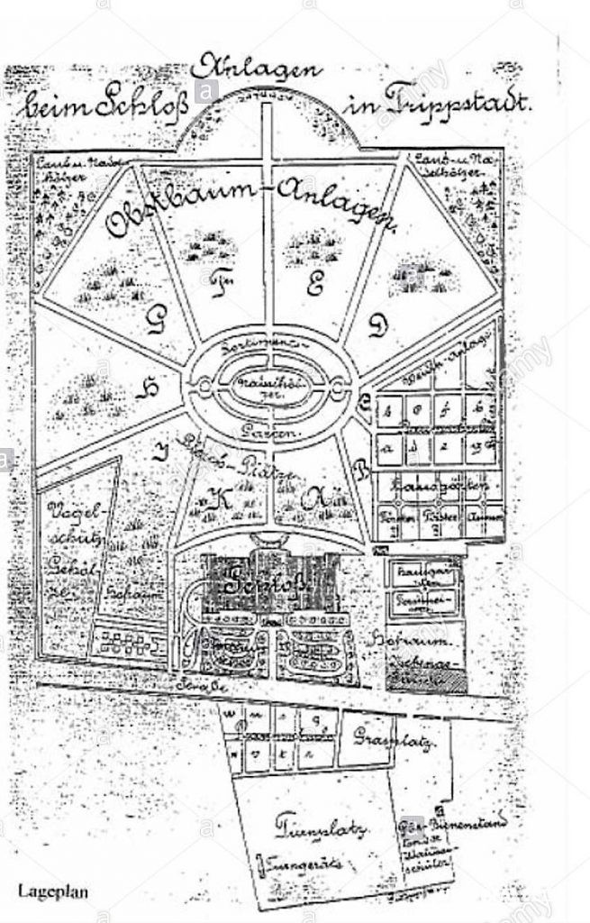 Lageplan des früheren Schlossgartens in Trippstadt