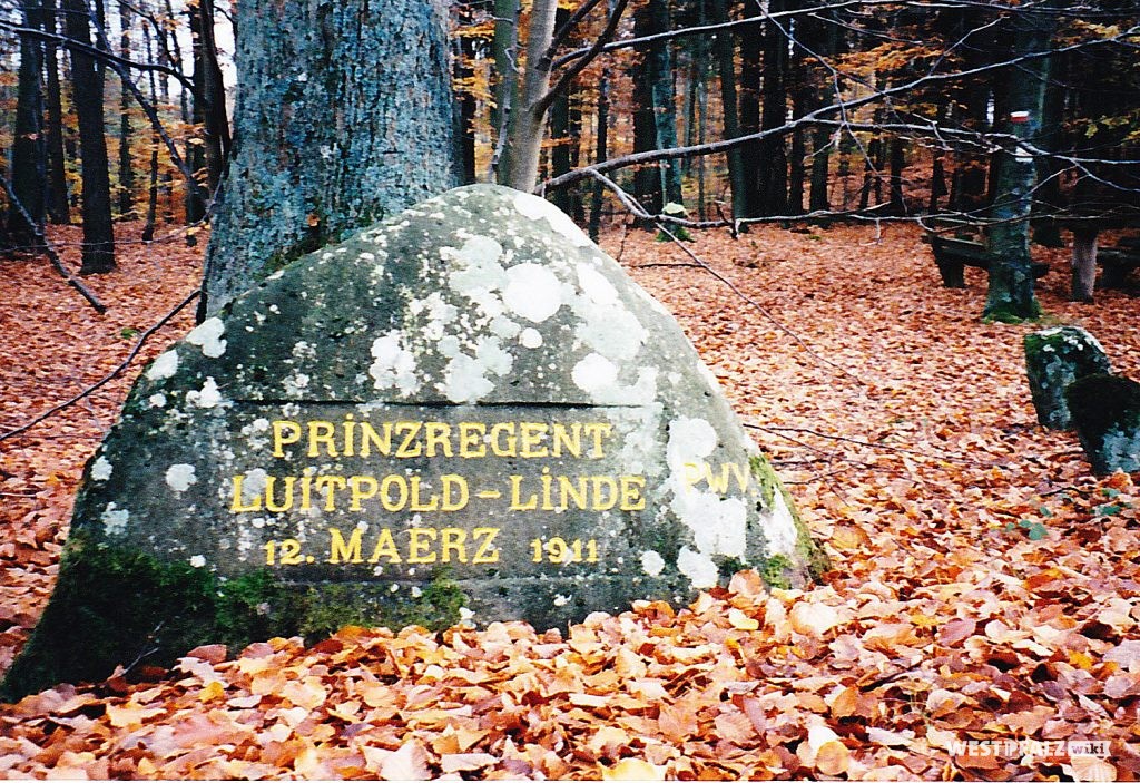 Ritterstein mit der Inschrift „Prinzregent Luitpold-Linde 12. Maerz 1911“ bei Waldleinigen