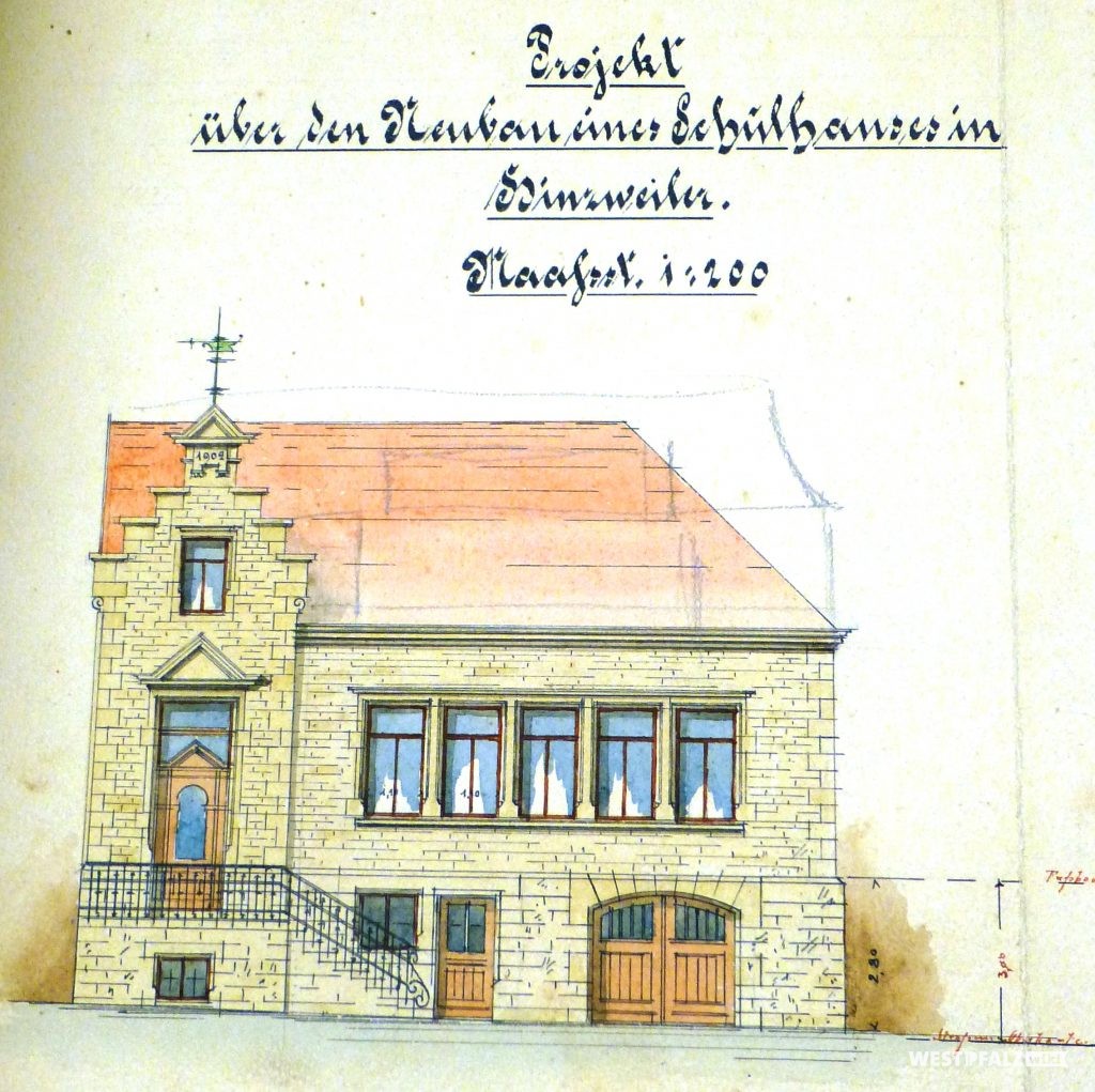 Bauplan des neuen Schulhauses von 1902