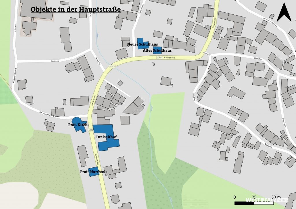 Lage der Objekte in der Hauptstraße in Hinzweiler