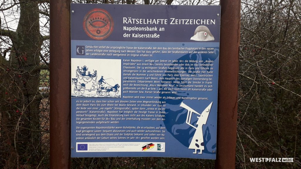 Informationstafel zur Napoleonsruhebank bei Mehlingen