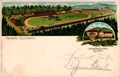 Postkarte von der Rennbahn des Barbarossaparks
