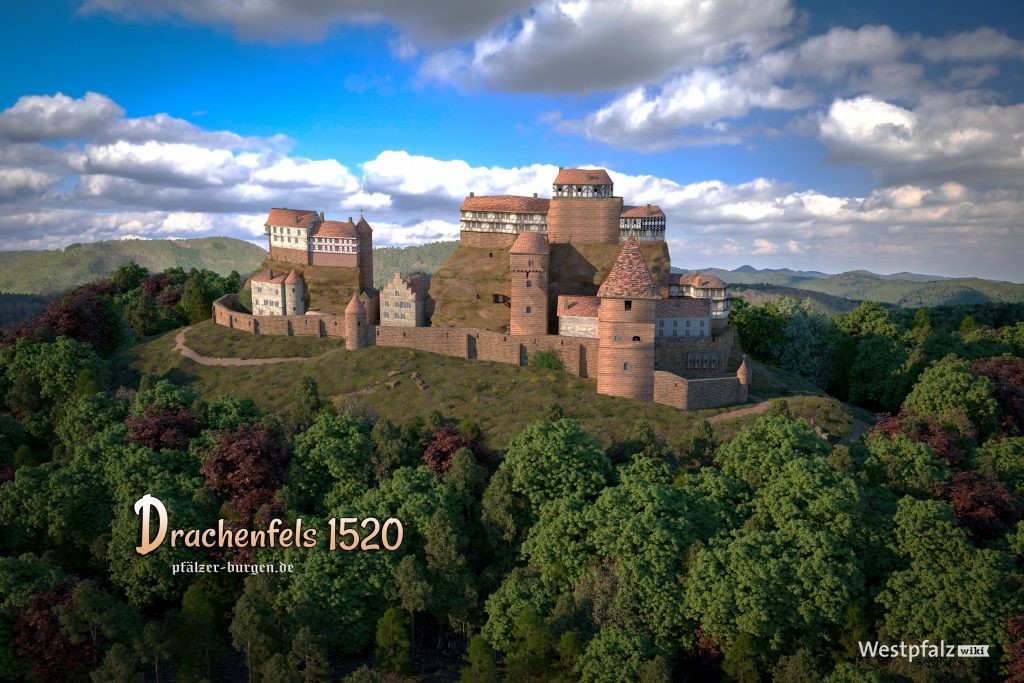 Rekonstruktion der Burg Drachenfels um 1520 von Peter Wild