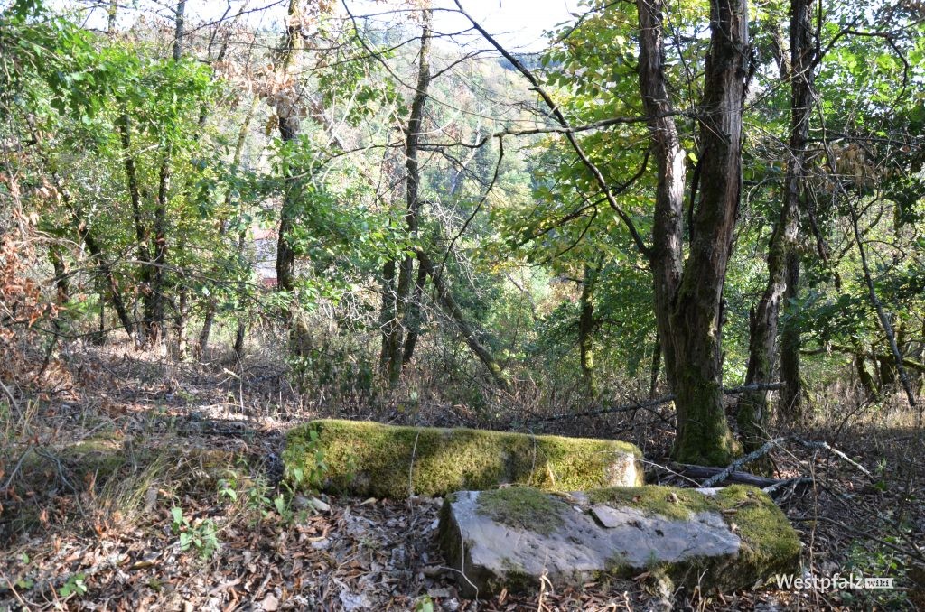 Steinfragmente auf dem Gelände des ehemaligen Felsengartens