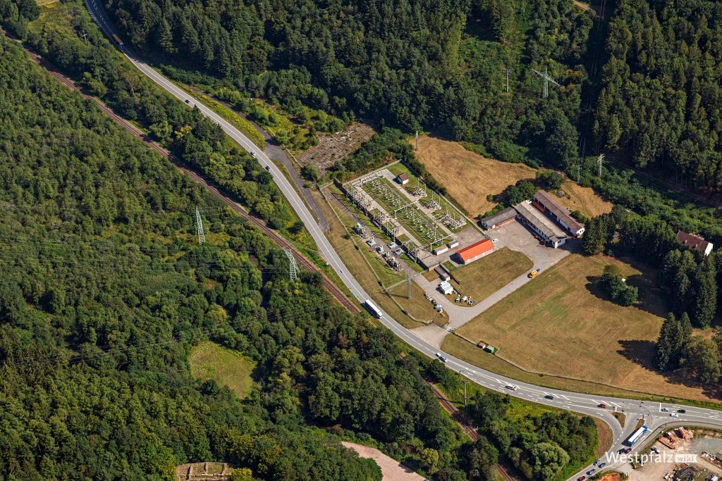 Luftaufnahme der Biebermühle und dem früheren Standort des Lagers